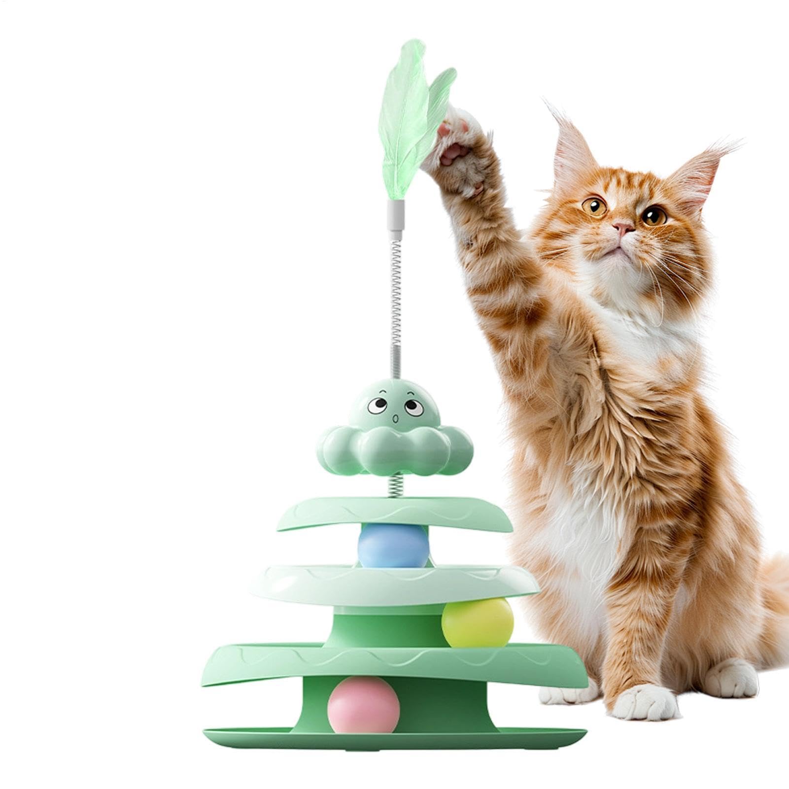 Pista de bolas para gatos interactiva con rotación suave que potencia el entrenamiento físico