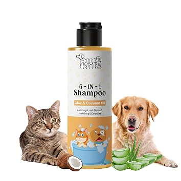 5-in-1 Pet Shampoo, 200ml, Aloe & Coconut Oil Formula, Anti-Fungal & Anti-Dandruff for Dogs & Cats