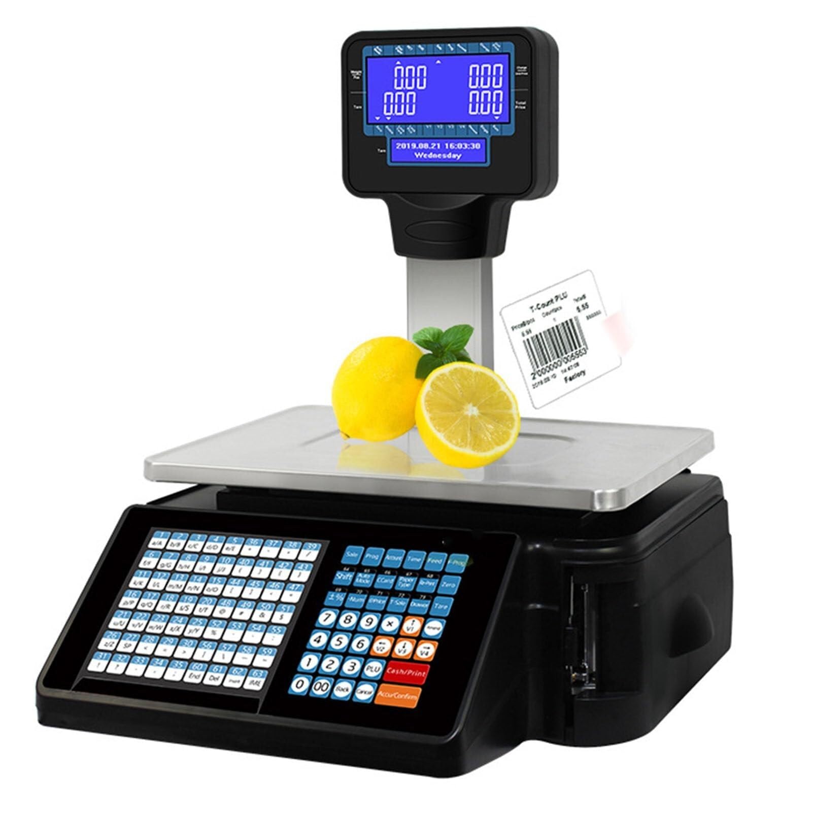 YNIYUJKL Commercial Digital Price Computing Scale, 66.14Lb Capacity, Dual Label Printer, Receipt Printing, And Hd Dual Display For Retail & Supermarkets