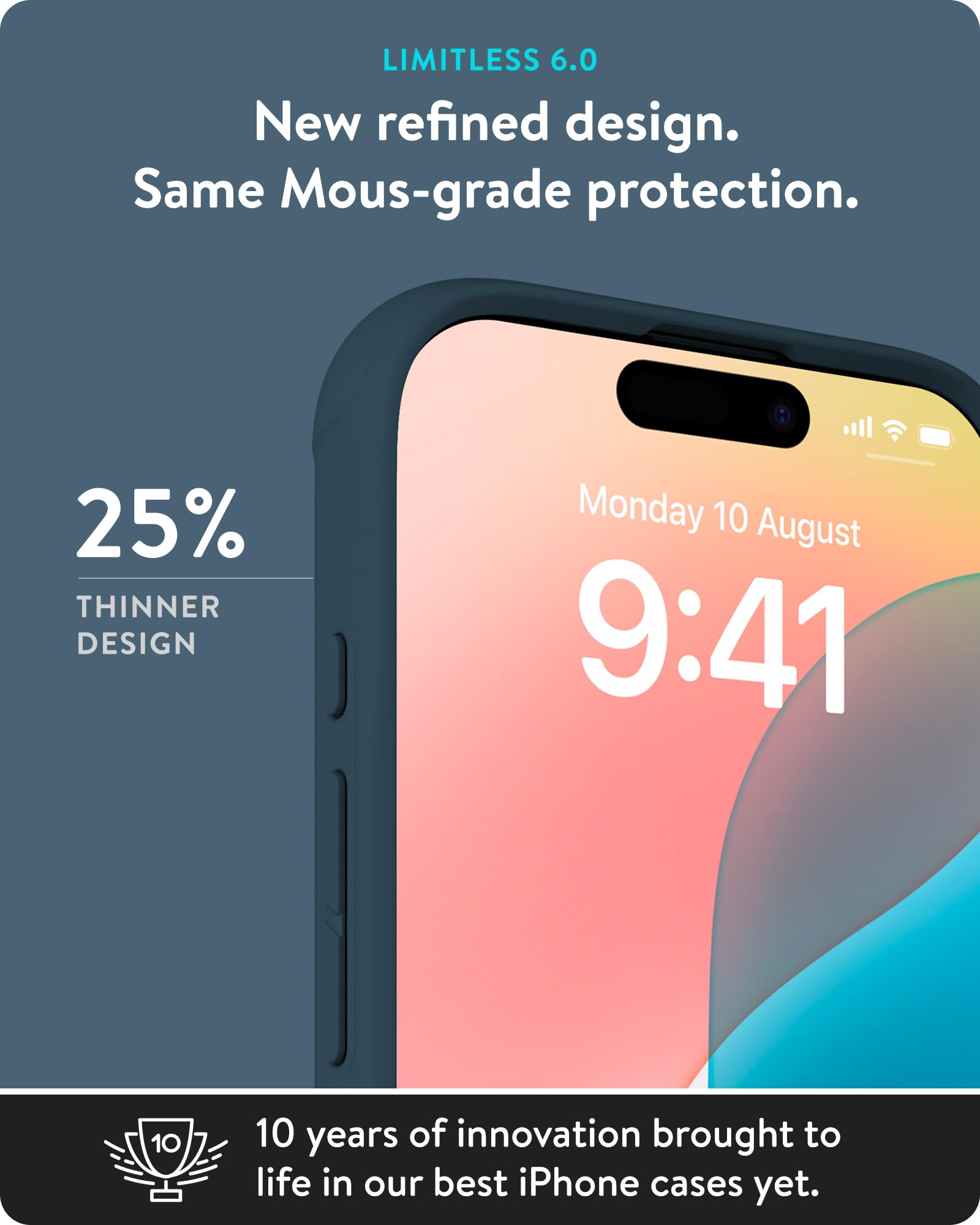 Mous Etui do iPhone 16 MagSafe kompatybilne etui [sterowanie aparatem] - Limitless 6.0 - niebieskie - odporne na uderzenia etui na telefon komórkowy