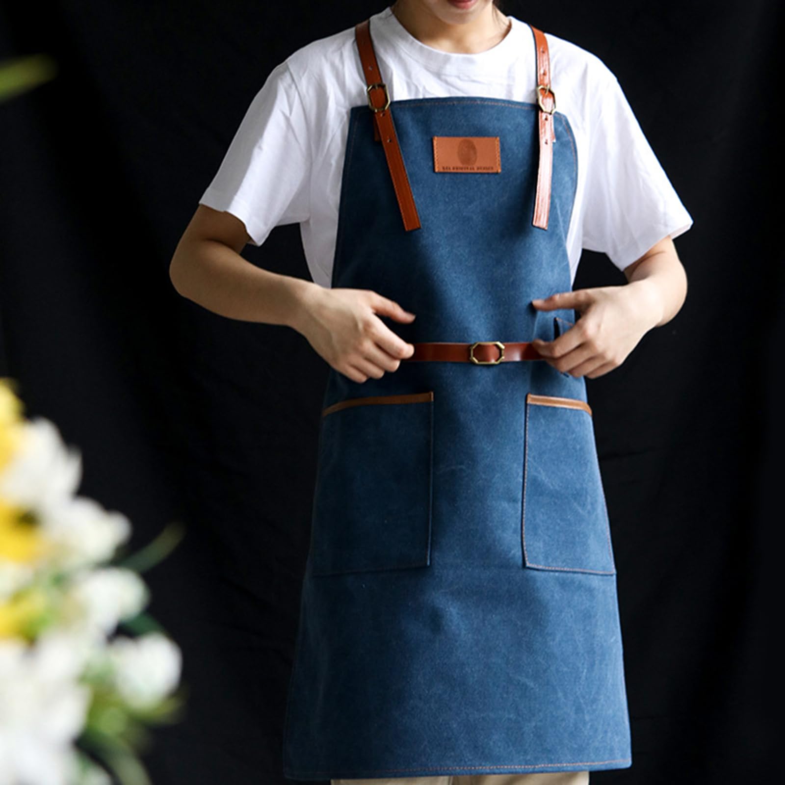Tabliers, Tabliers de chef for hommes et femmes avec grandes poches, tablier travail réglable en toile coton robuste for la cuisine