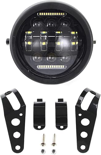 Miniatura 2 de Faro LED aprobado por DOT de 5-34 pulgadas con soporte de montaje de cubo compatible con motocicleta Honda Shadow 750 Rebel 500 Café Racer Bober