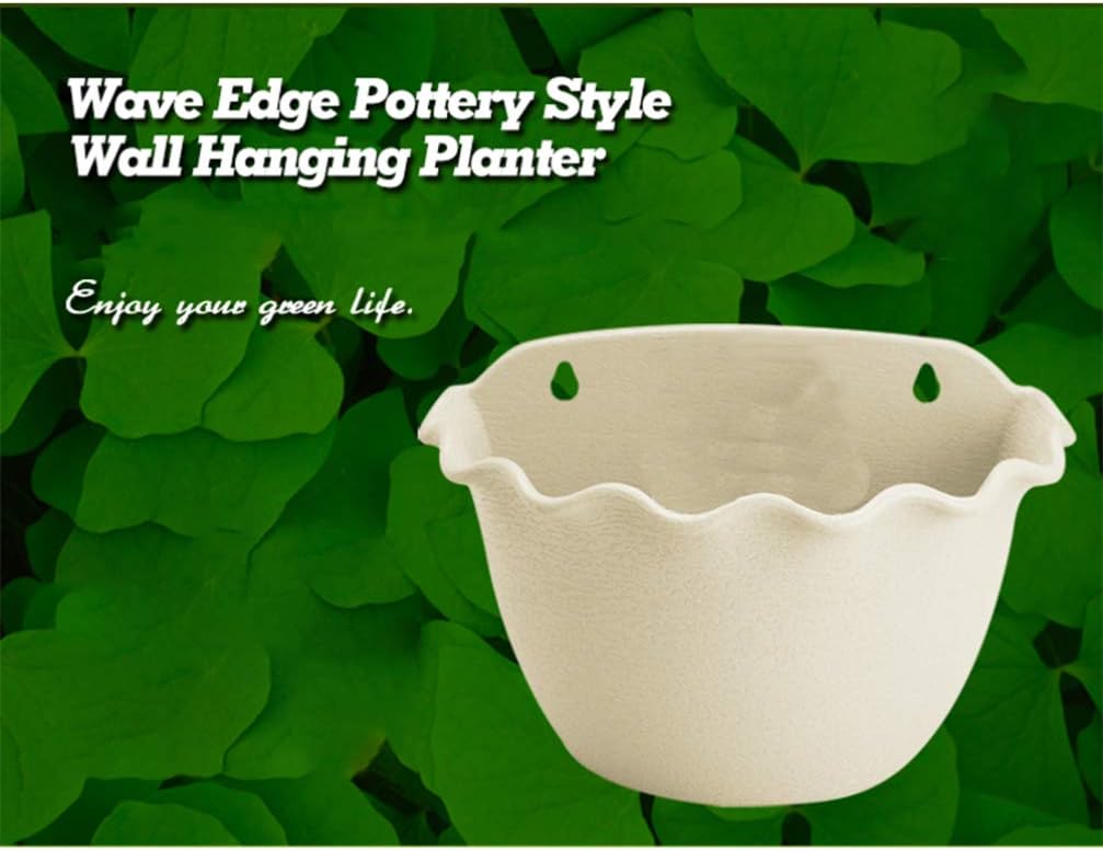 Happyyami Outdoor Hanging Planters Basket Balcony Fence Wall Planters Plastic Flower Pot Plants Holder Hanger Plastic Wall for Balcony Fence Hanging Flower Pots Indoor