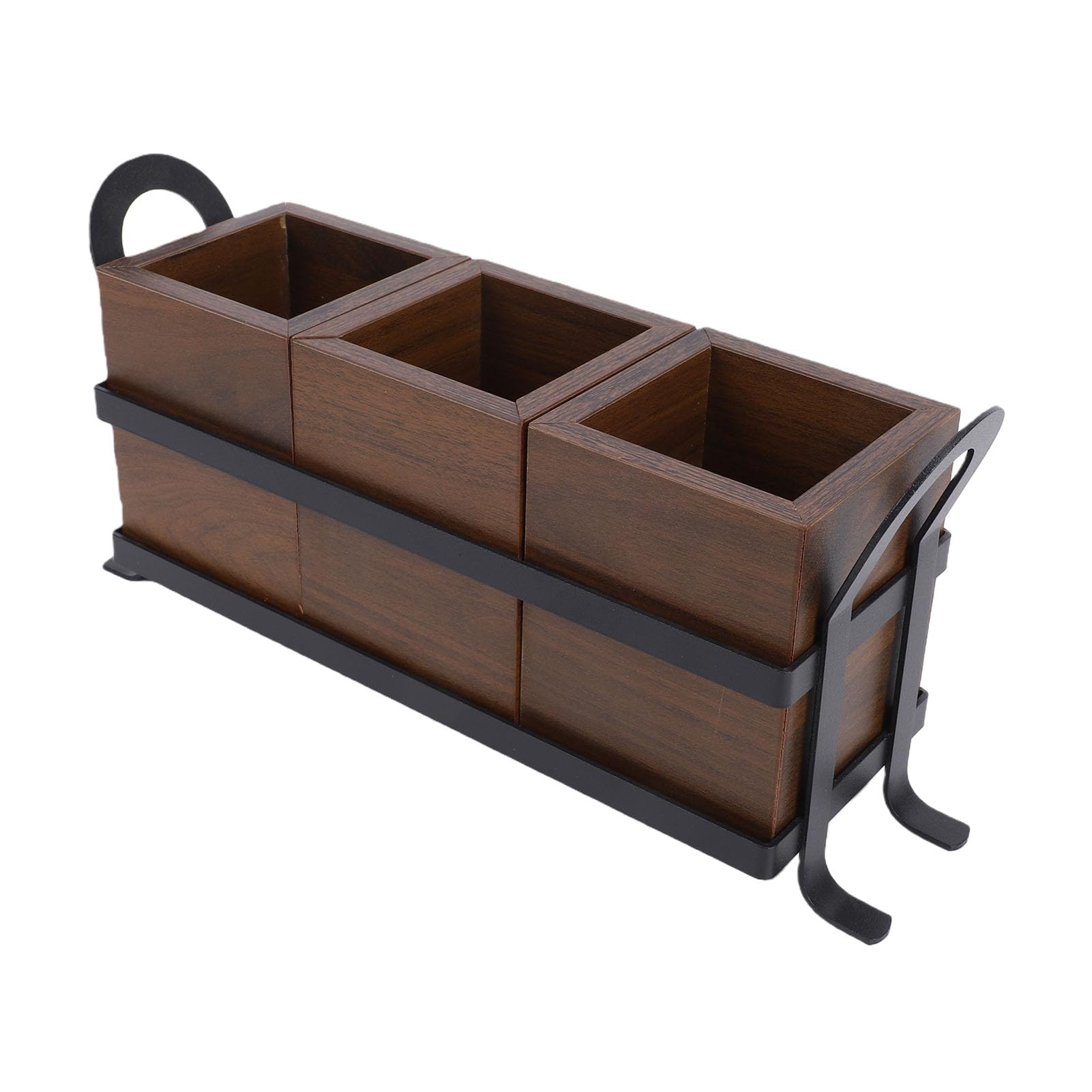 Tnfeeon Besteckkasten aus Holz mit 3 Fächern, Herausnehmbarem Metalltablett und Weichen Unterlagen für Gabeln, Löffel, Essstäbchen und Mehr – Ideal für Küche und Esszimmer. (Besteck-Organizer)