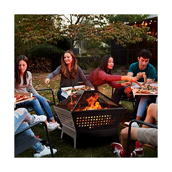 AMAGABELI GARDEN & HOME Fire Pit with Waterproof Cover Outdoor Wood Burning 24.4in Black - Image 7