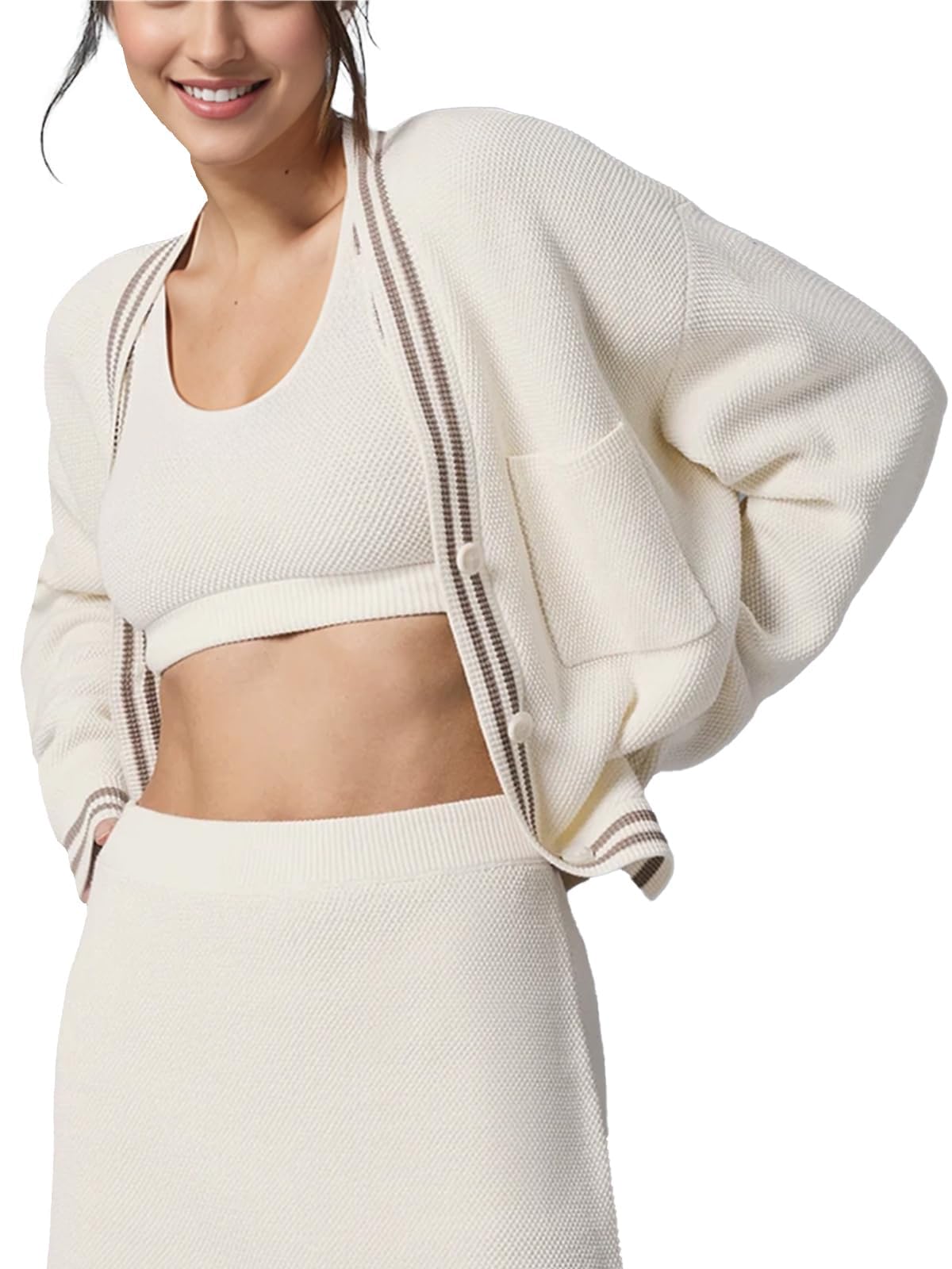 Suéteres tipo cárdigan para mujer, de gran tamaño, con cuello en V, con botones, parte delantera abierta, de punto, de manga larga, chaquetas ligeras