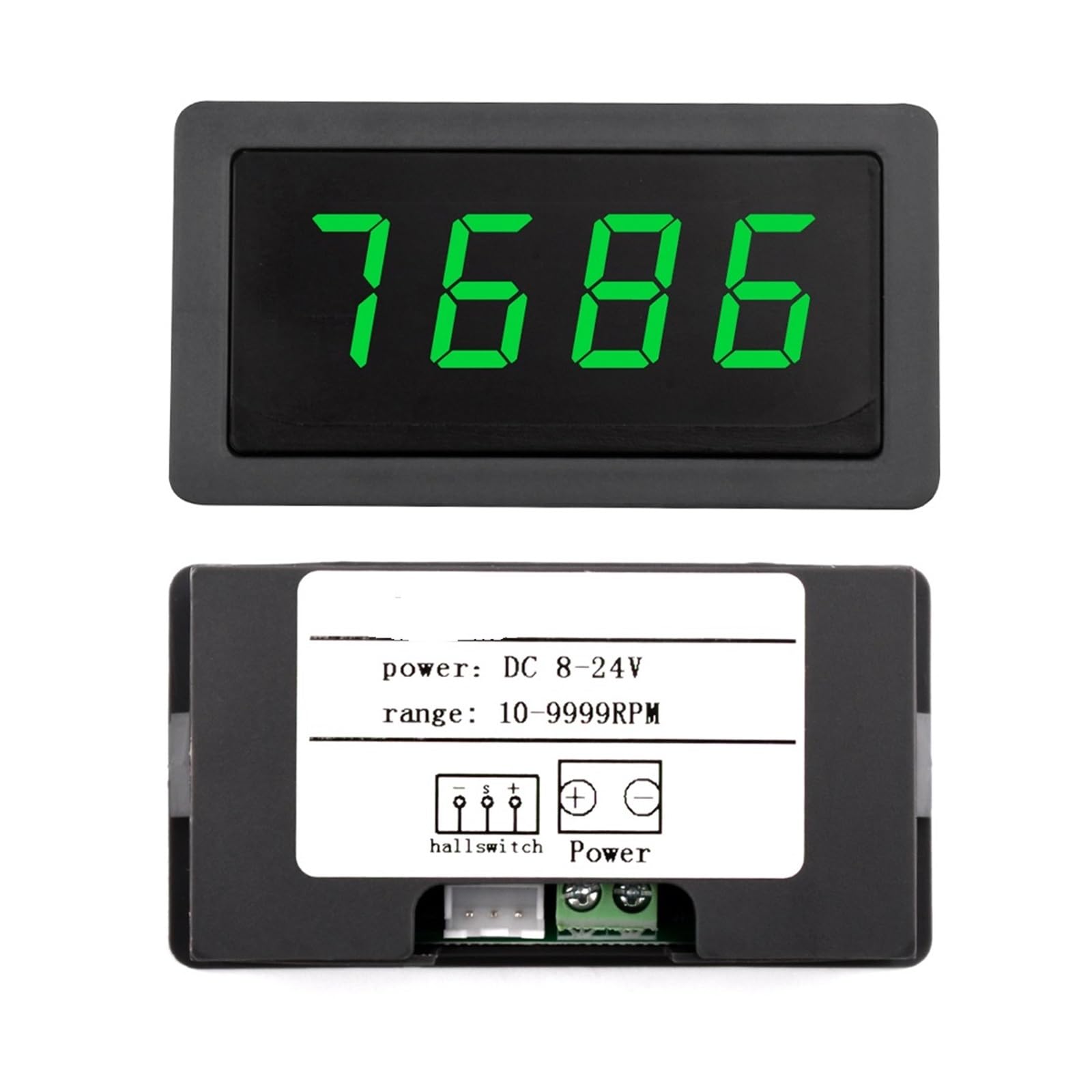 Medidor de velocidad de motor, tacómetro digital LED de 4 dígitos DC8-24V (RPM), velocímetro + sensor de proximidad de efecto Hall (NPN)(Blue)