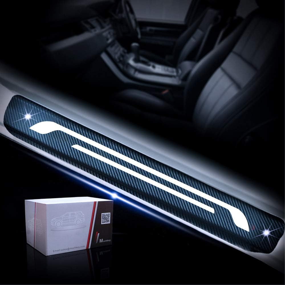 Cobear Door Sill Protectors, Reflective Paint Protection Film, Door Sill Stickers, White, Pack of 4