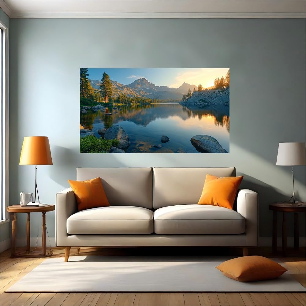 Calcomanías de pared lagos y rocas de vinilo autoadhesivo en formato de 120x80 cm para casas y oficinas