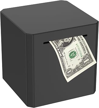 Stainless Steel Piggy Bank 5.9 inches Piggy Bank for Adults Must Break to Open Unbreakable Metal Money Bank for Boys Girls Modern Money Savings Bank for CashBlack 15cm