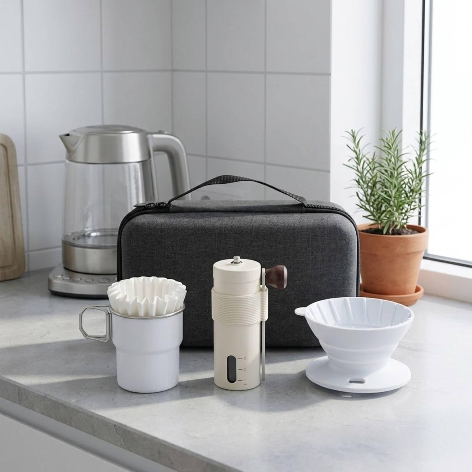 Gralara Kit Caffè Portatile Leggero, Rosso, Rosso, style to 1