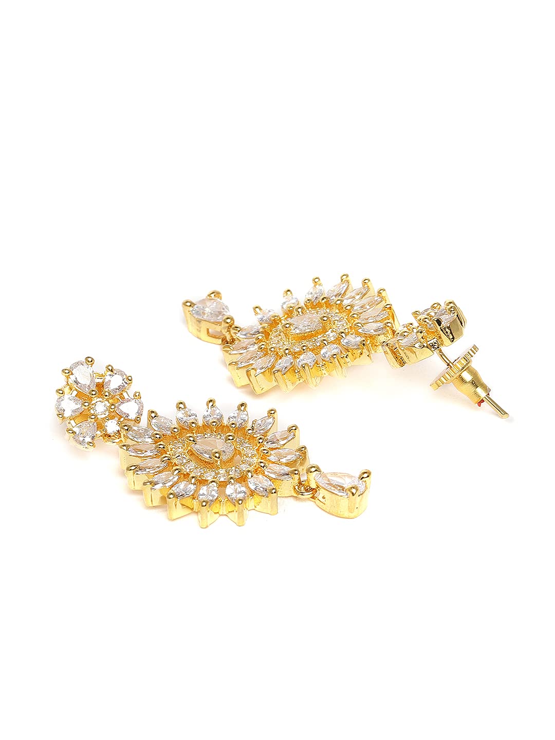 Silver-Toned Plated CZ & AD Studded Handcrafted Jewellery Set