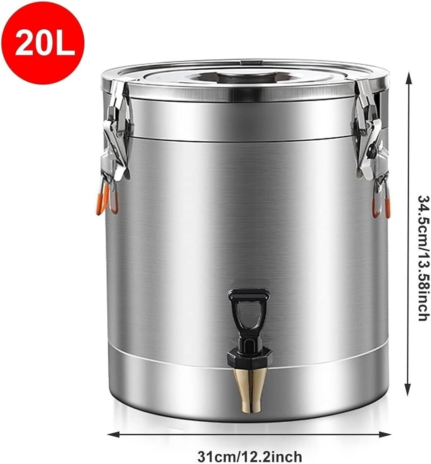 304 Stainless Steel Bucket with Faucet, Metal Food Canisters Container Home Insulation Brew Wine Beer Making Drum Storage Milk Can(20L)