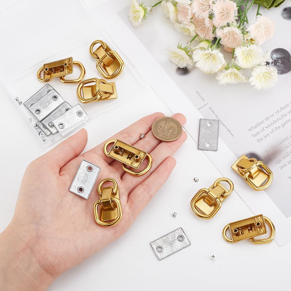 WADORN 8pcs Double D-ring Strap Connectors, Metal Purse Suspension Clasp Bag Side Clip Buckle Shoulder Strap Connectors DIY Leather Craft Shoulder Bag Making Hardware, Inner Dia: 0.4 Inch/0.5 Inch