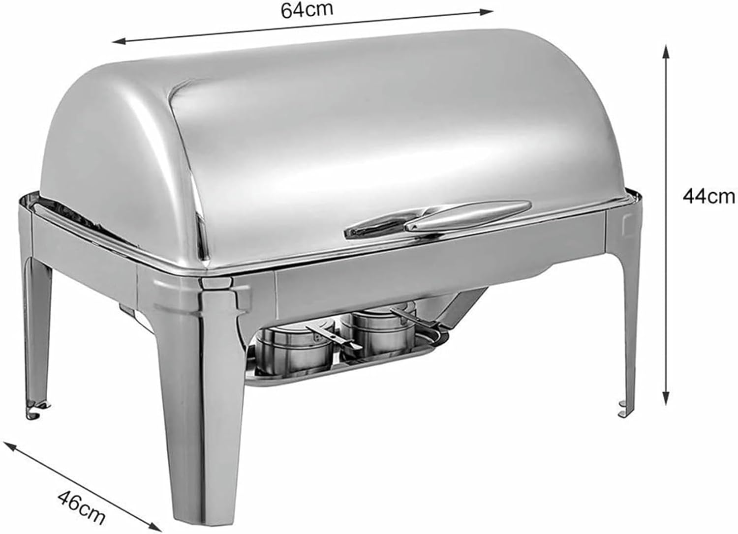 Buffet Buffet of Stainless Steel Dishes in 9 L, Durable and Heat Resistant, with Two Fuel Burners for Prolonged Heat from Ali, 64 * 46 * 44 Cm ~/