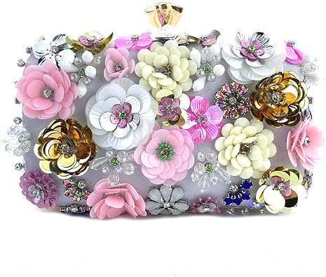 Fashionable Evening Clutch Bag - Handcrafted Floral Beaded Bag for Women Perfect for Dinners Weddings