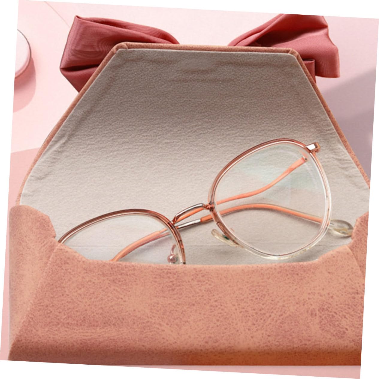 GALPADA 4pezzi Eleganti Scatole Per Occhiali Con Fiocco Custodie Portaocchiali Resistenti e Compatte Per Studenti Rosa