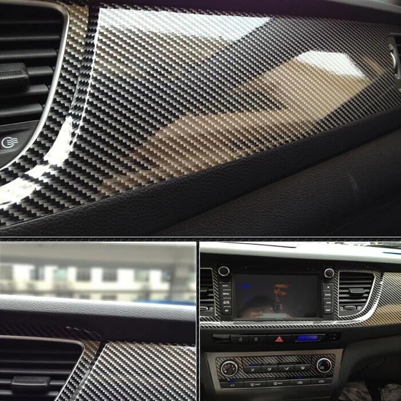 SIA VENDORS 5D Car Carbon Fiber Vinyl Wrap Roll, Self-Adhesive Film Sticker for Cars and Motorcycles, 3D carbon Fiber Interior/Exterior DIY Decoration (5D Black, 12 X 24 Inch) 2