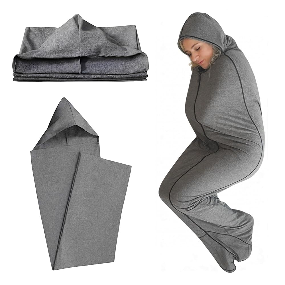 Compression Sleep Sack, Soft and Comfortable Sleep Pod 360°Wrap Wearable Blanket, 185x50cm Breathable Stretch Fabric Sleep Pod, Washable Sensory Sleep Sack for Teens Adults