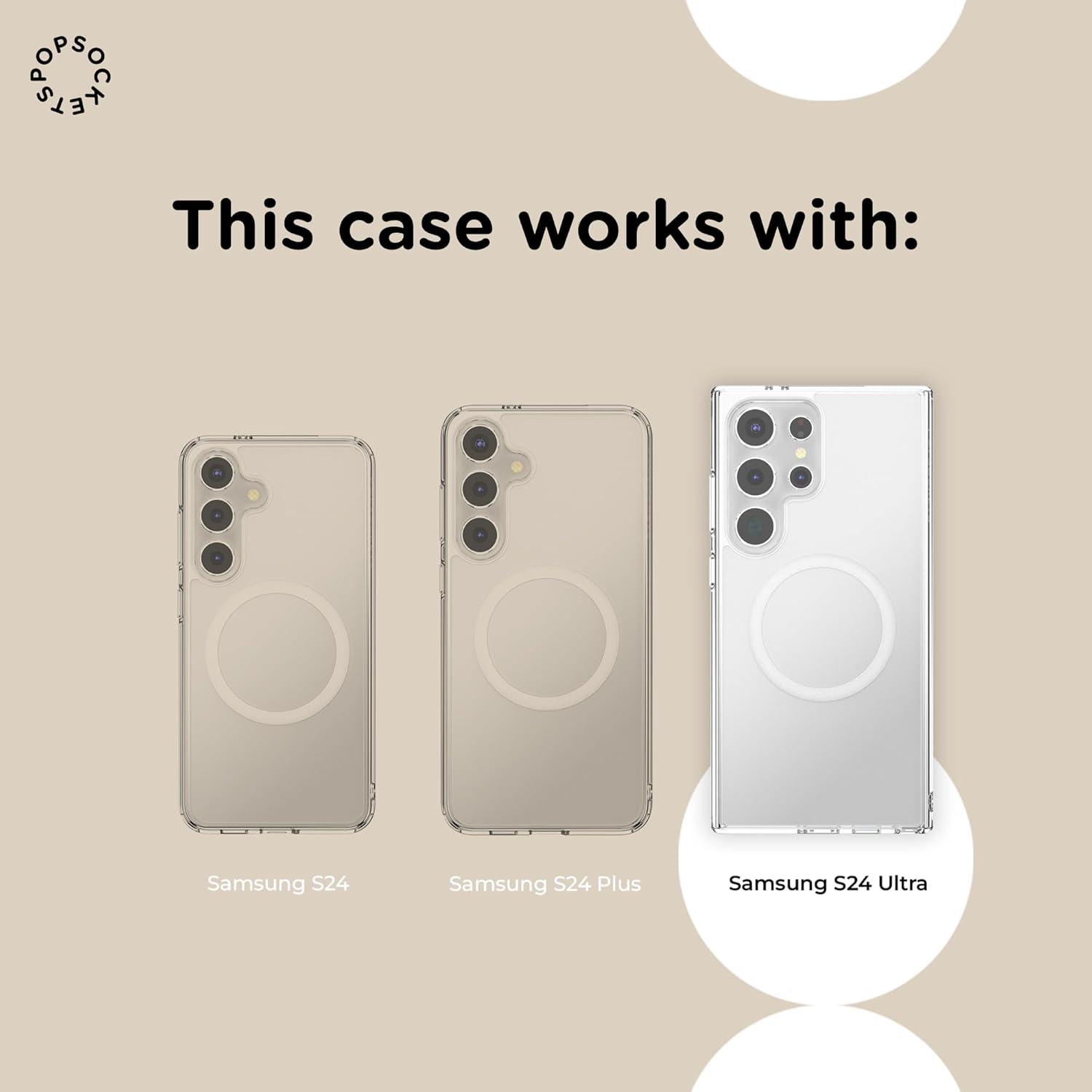 PopSockets Samsung Galaxy S24 Ultra Phone Case Compatible with MagSafe, Purple - Aura