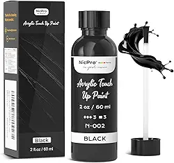 Nicpro Tinta de retoque preta - 60 ml, caneta de tinta de retoque preta não tóxica de alto brilho, reparo de arranhões para várias superfícies, paredes, madeira, metal, eletrodoméstico, porta, armário