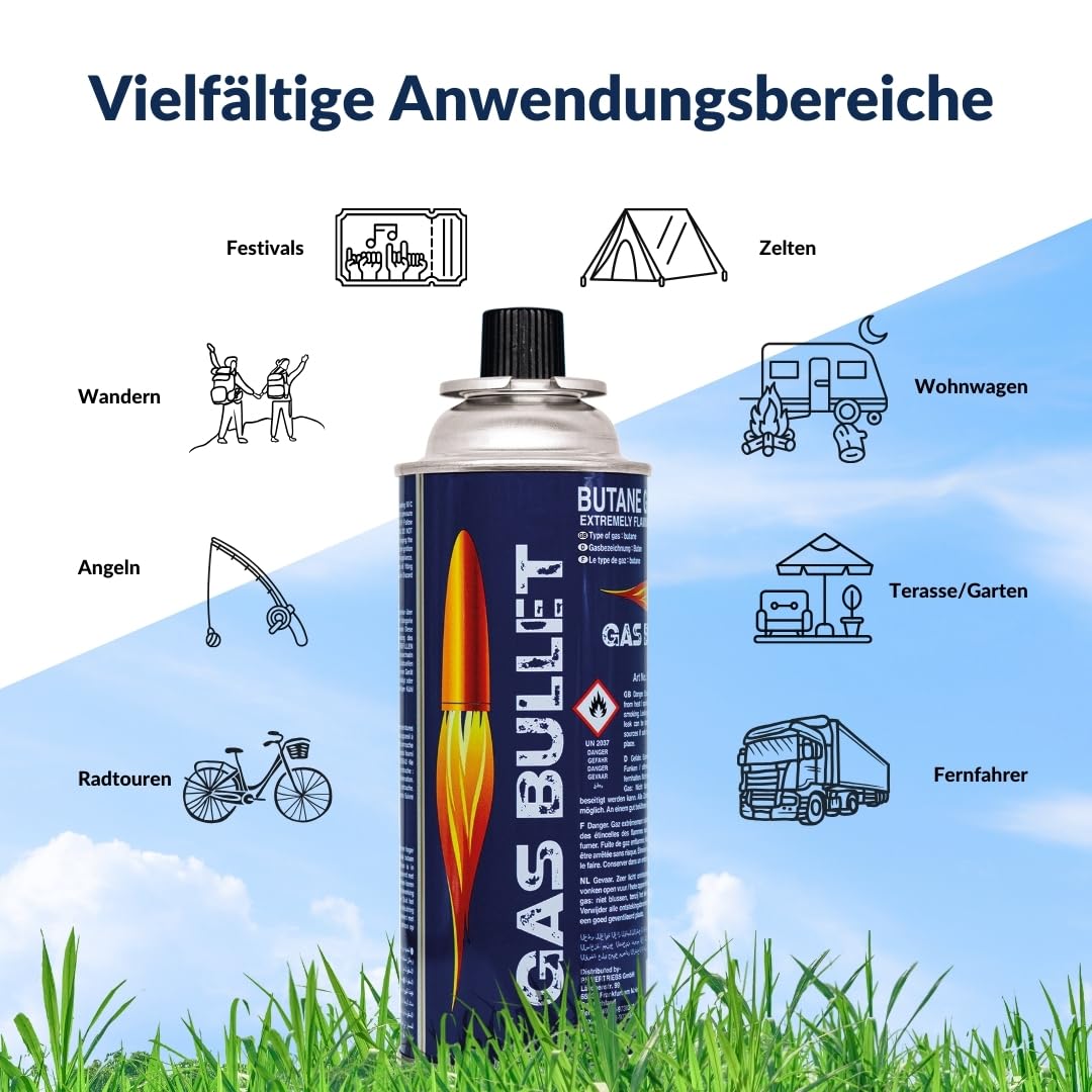 Gaskartusche 227g passend für Gaskocher und Geräte mit Bajonett-Ventil Anschluss (MSF-1a) | Butan | Ideal für Camping/Outdoorküchen/Notfälle (28)