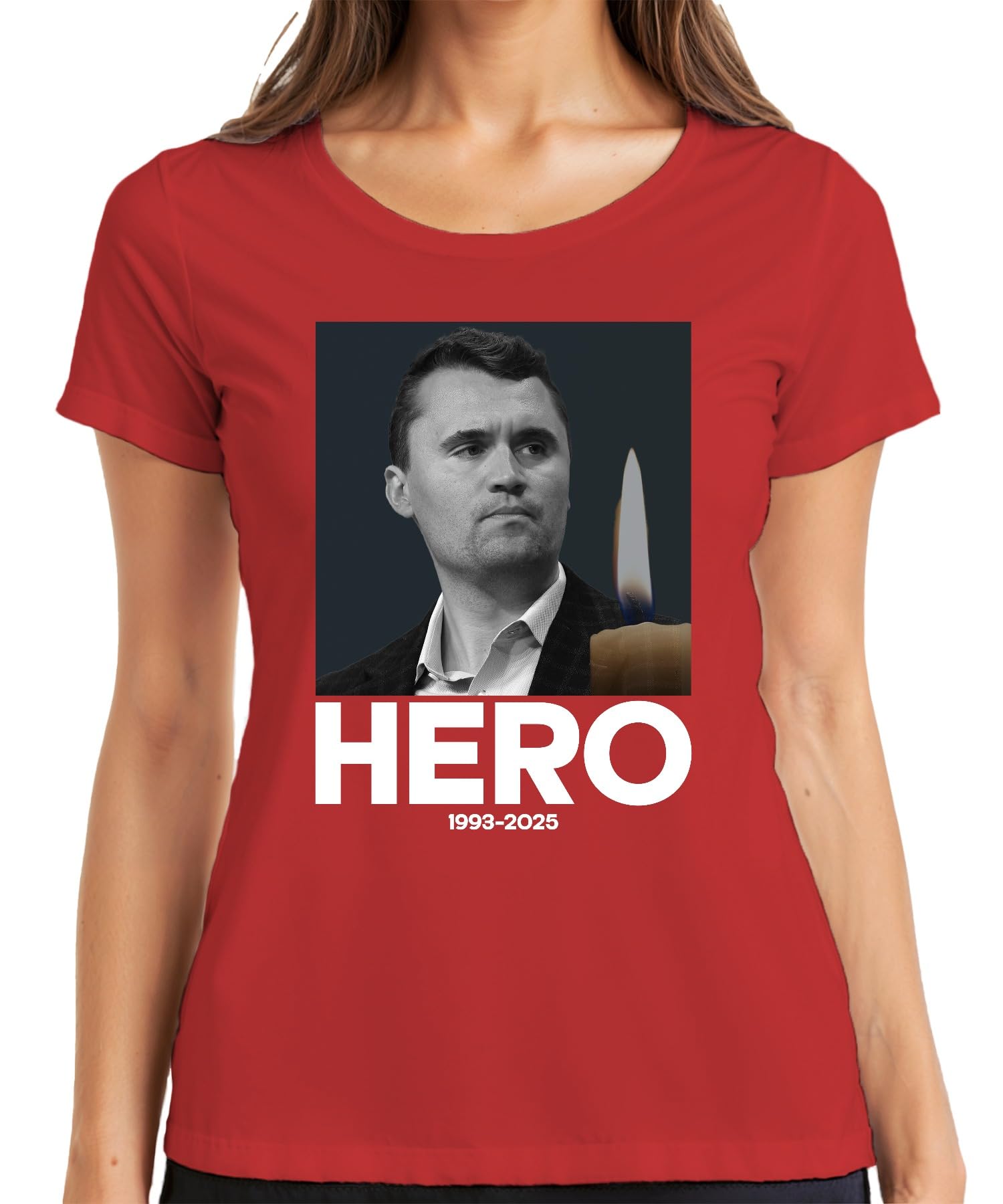 Printera Women's Red Charlie Kirk Hero Peace In Peace Republican Adviser President T-Shirt, Xl