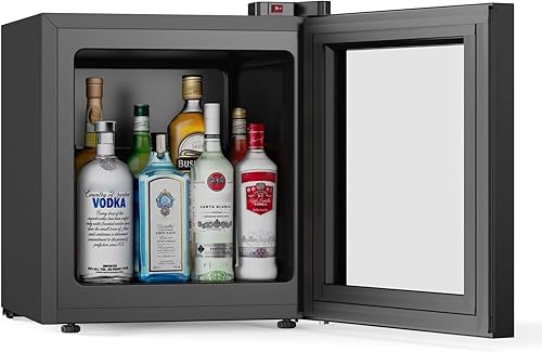 Northair Mini congelador, 1.1 pies cúbicos, pantalla de puerta de vidrio de -8 F a 14 F, 2 estantes extraíbles, 7 ajustes de temperatura, negro (1.1