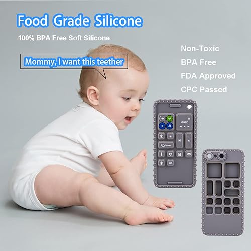 Miniatura 8 de Mordedores de silicona suave para teléfono celular para bebés, juguetes de dentición de 0 a 12 meses, mordedor infantil para lactancia materna