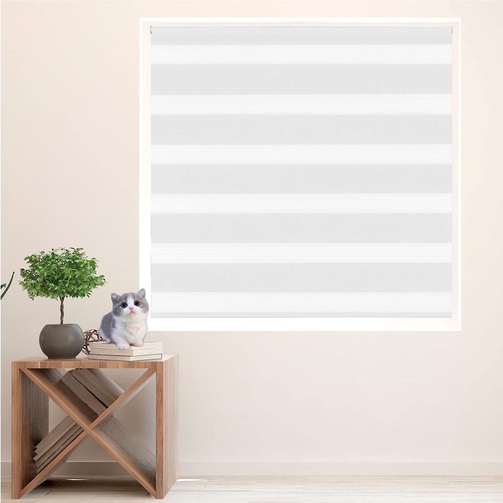 Estor Enrollable translúcido Liso 105 x 300 cm Protección Solar y Privacidad Blackout Cortinas Opacas Incluye Accesorios para Interiores y Exterior, Blanco