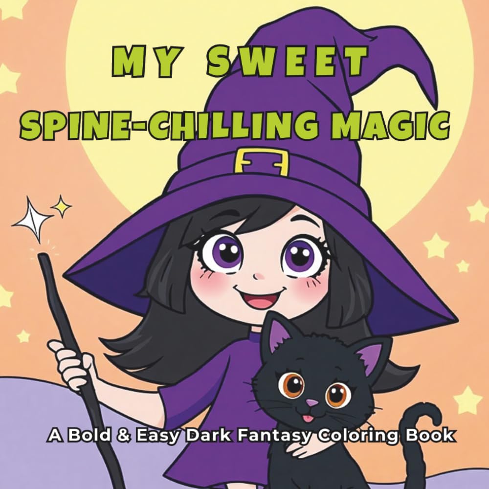 My Sweet, Spine-Chilling Magic: Bold & Easy Dark Fantasy Coloring Book: Large Drawings for Kids, Beginners, Adults, Seniors & Visual Impairments. ... Perfect for All Ages with a Childlike Spirit.