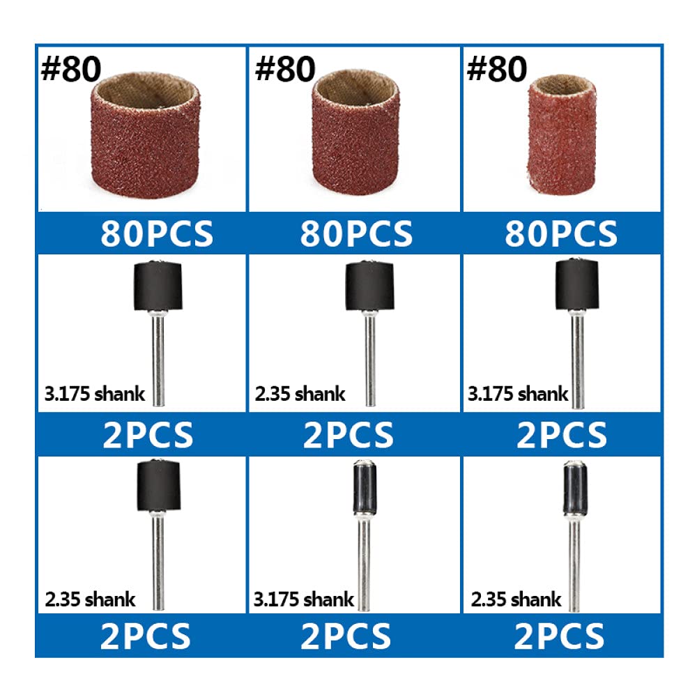 Produktbild von 12-tlg. Schleiftrommeldorne Set – 6,35mm & 12,7mm, 3,2mm Schaft Für Dremel & Bohrmaschinen