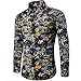 Camicie da Uomo Primavera e Autunno Stampa retrò Classico Trend Camicie da Uomo a Maniche Lunghe alla Moda Slim comode 4XL