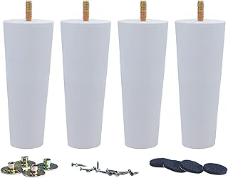 WEICHUAN White Round Solid Wood Replacement Sofa Couch Chair Ottoman Loveseat Coffee Table Cabinet Furniture Wood Legs(6" Set of 4)