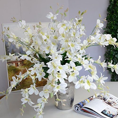 fightingfly 10 Pcs Artificial Orchids Flowers, 26” Silk Fake Phalaenopsis Orchid Flowers for Indoor Outdoor Wedding Home Office Decoration Festive Furnishing, White