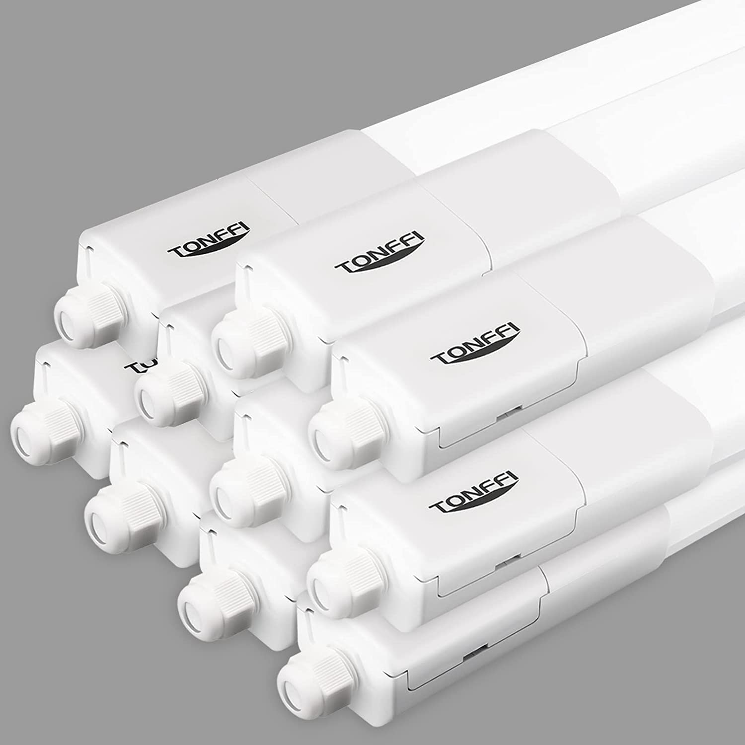 TONFFI 10 Stück LED Feuchtraumleuchte 150CM, 60W 7000LM 4000K Neutralweiß Verknüpfbar LED Deckenleuchte Röhre, IP69 Wasserfest Wannenleuchte Werkstattlampe für Keller Lager Garage Warenhaus