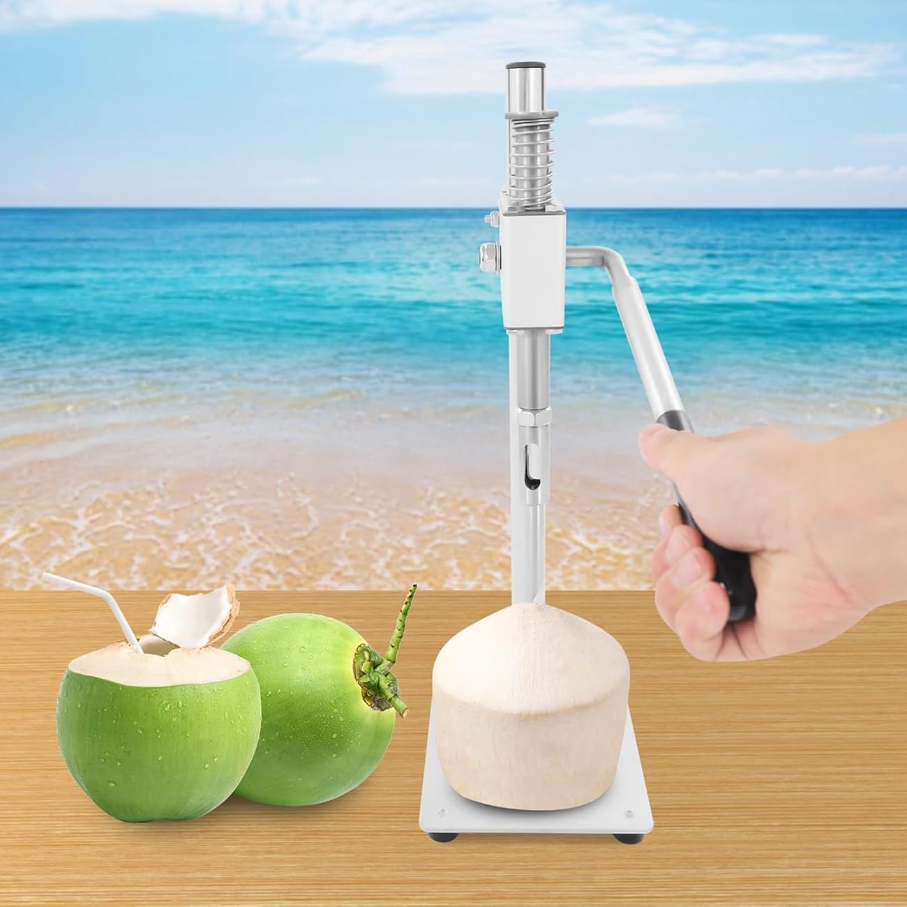 Coconut Cutter Tool, Stainless Steel Coconut Opener Tool, Manual Coconut Opener Machine, Adjustable Coconut Hole Opener Hand Press Hole Drill, Hand Held Can Openers For Kitchen