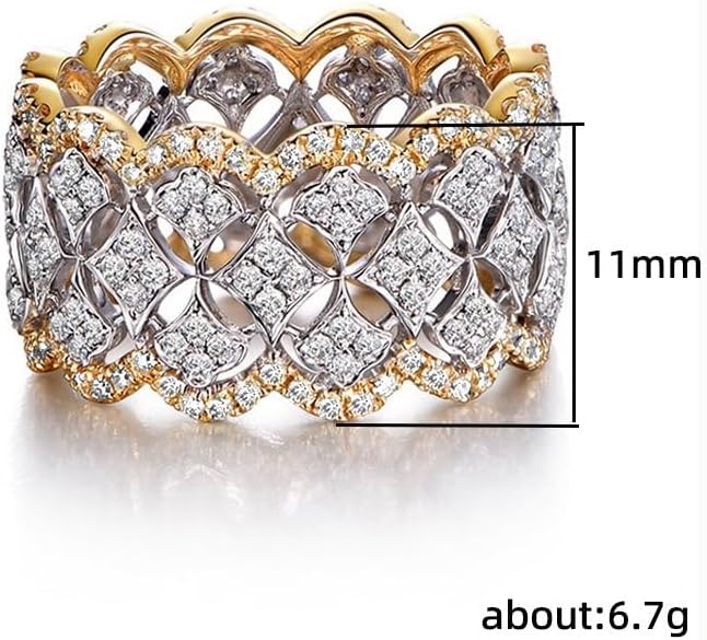 ENDLESSNESS & ETERNITY 14K Gold Plated Vintage Wedding Band Ring Court Style Cubic Zirconia Cocktail Ring Stackable Statement Promise Proposal Band Ring for Women - Image 2