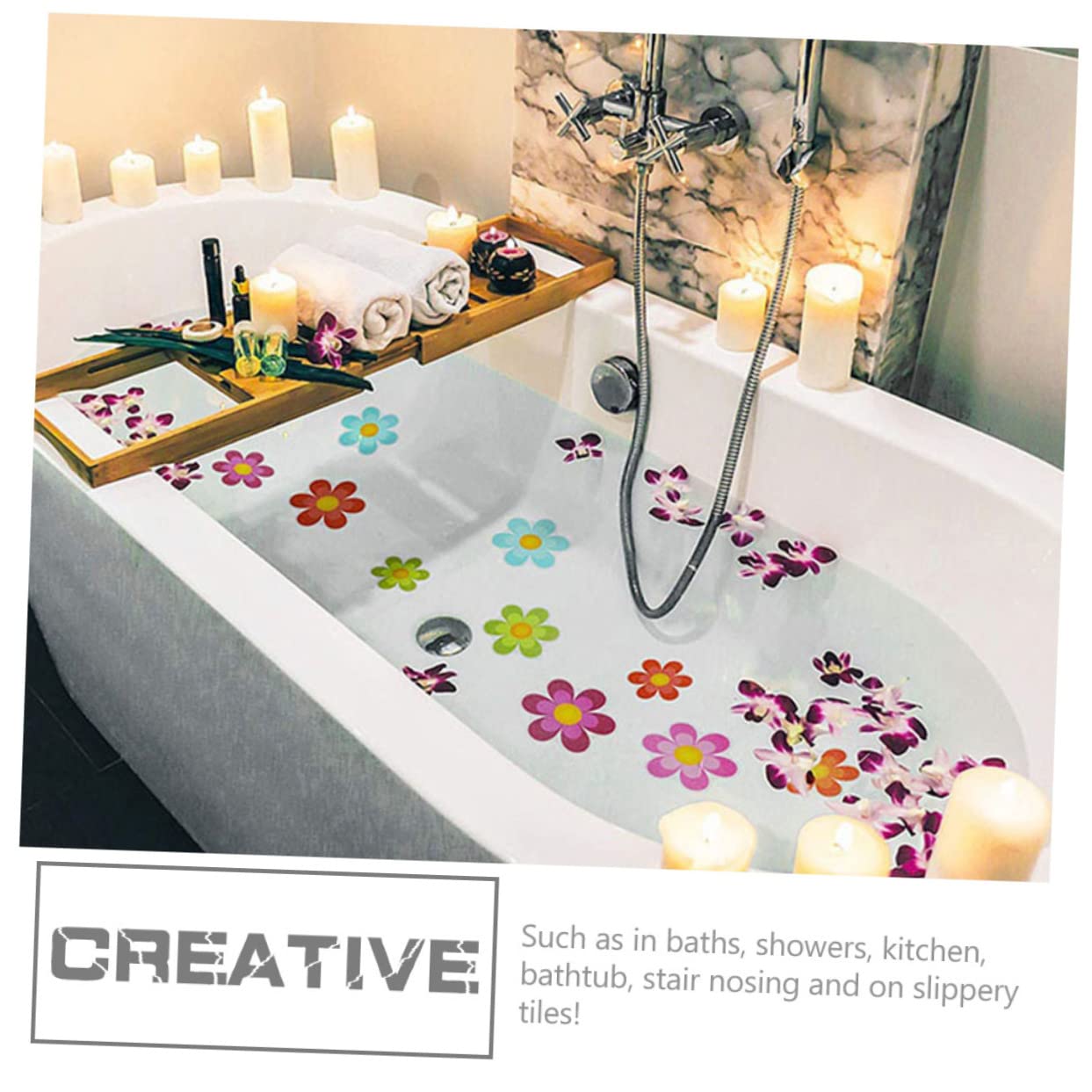 Ciieeo 2 Juegos Adhesivos Antideslizantes para Flores. Apliques De Bañera Agarre De La Bañera Pegatinas Colorida Piso Pegatinas De Polivinilo Dibujos Animados Grava Niño