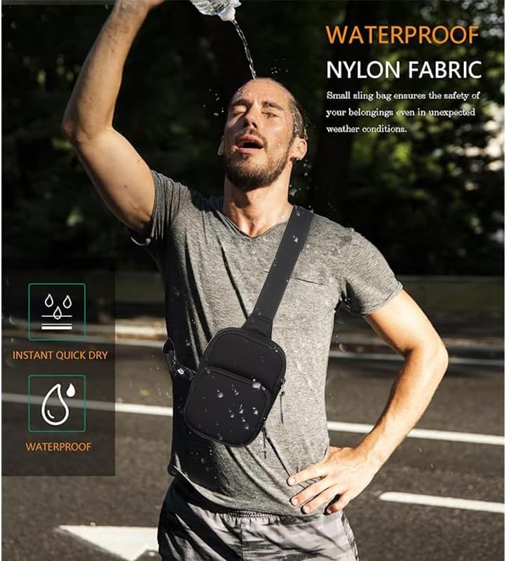 Crossbody Sling Bag Men, Cell Phone Shoulder Holster Men, Neoprene Waterproof Shoulder Backpack Chest Crossbody Bag - Image 3