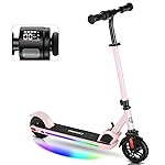 Caroma Electric Scooter for Kids Ages 8-12, 150W Foldable Kids Electric Scooter, Max 7 Miles & 10 Mph, LED Display, Colorful Lights, Adjustable Height, Lightweight Electric Scooter for Kids Teens