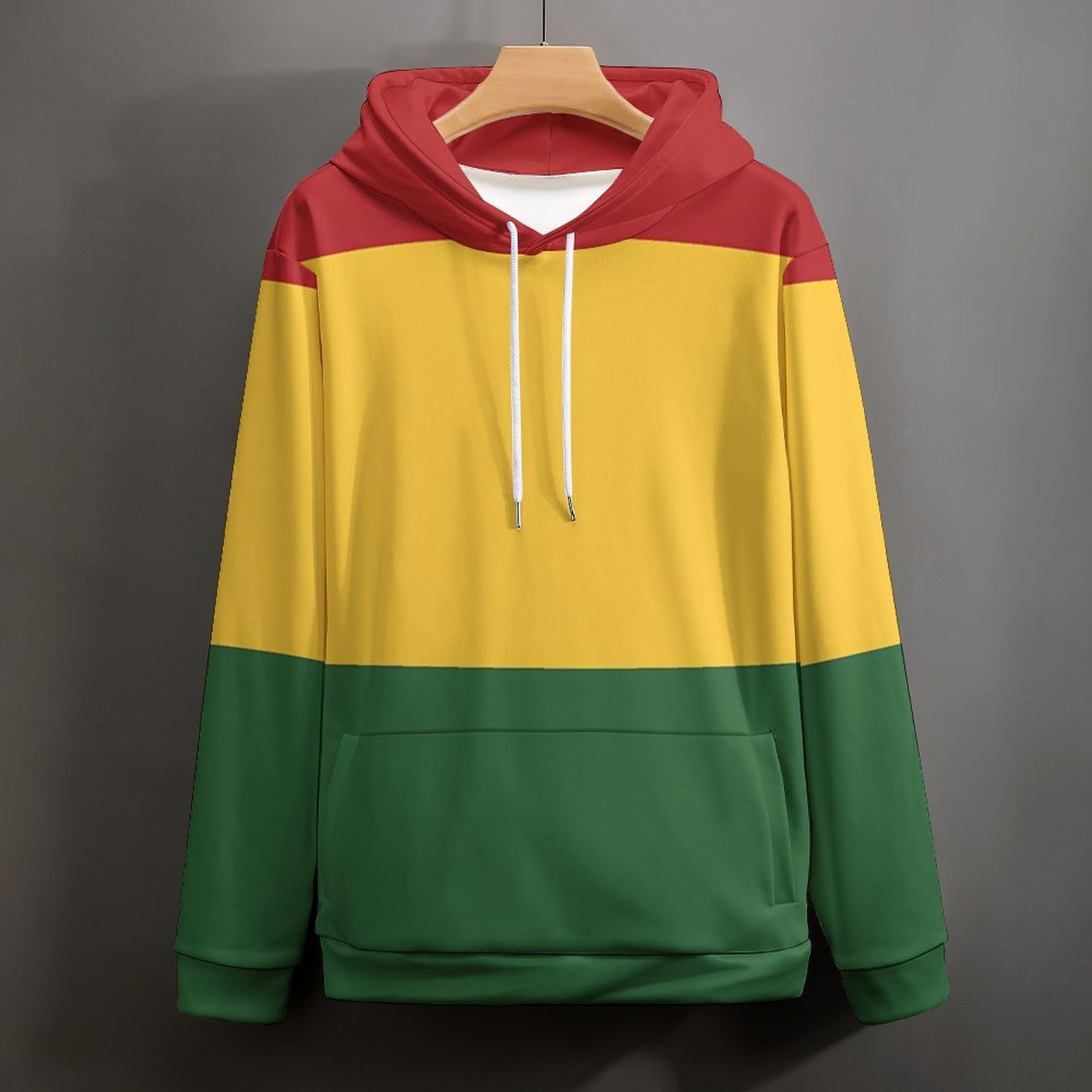 Felpa con cappuccio unisex con stampa con bandiera reggae Rasta, comoda, casual, con cappuccio
