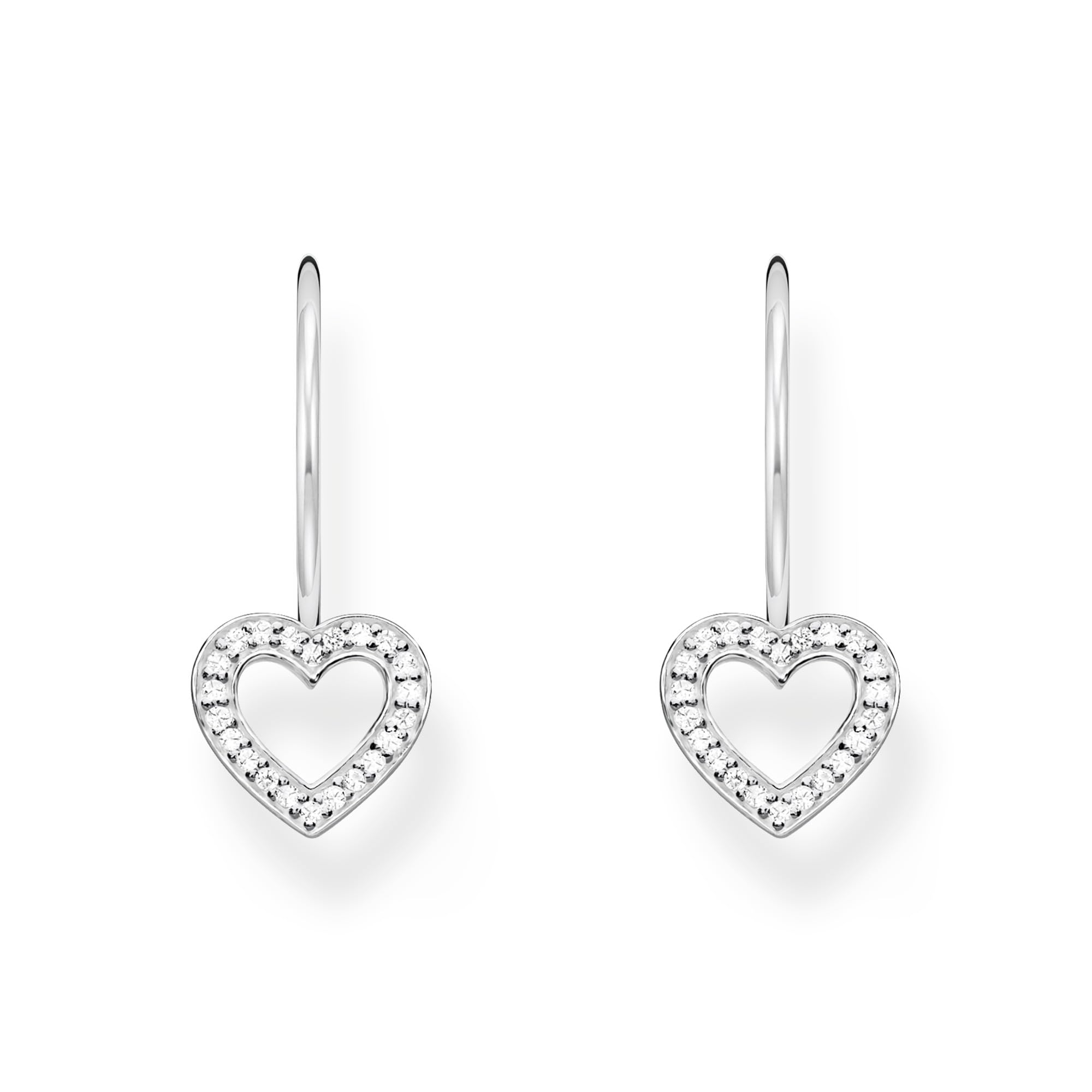 Thomas Sabo H2292-051-14 Heart Shaped Earrings 925 Sterling Silver, Sterling Silver, Cubic Zirconia