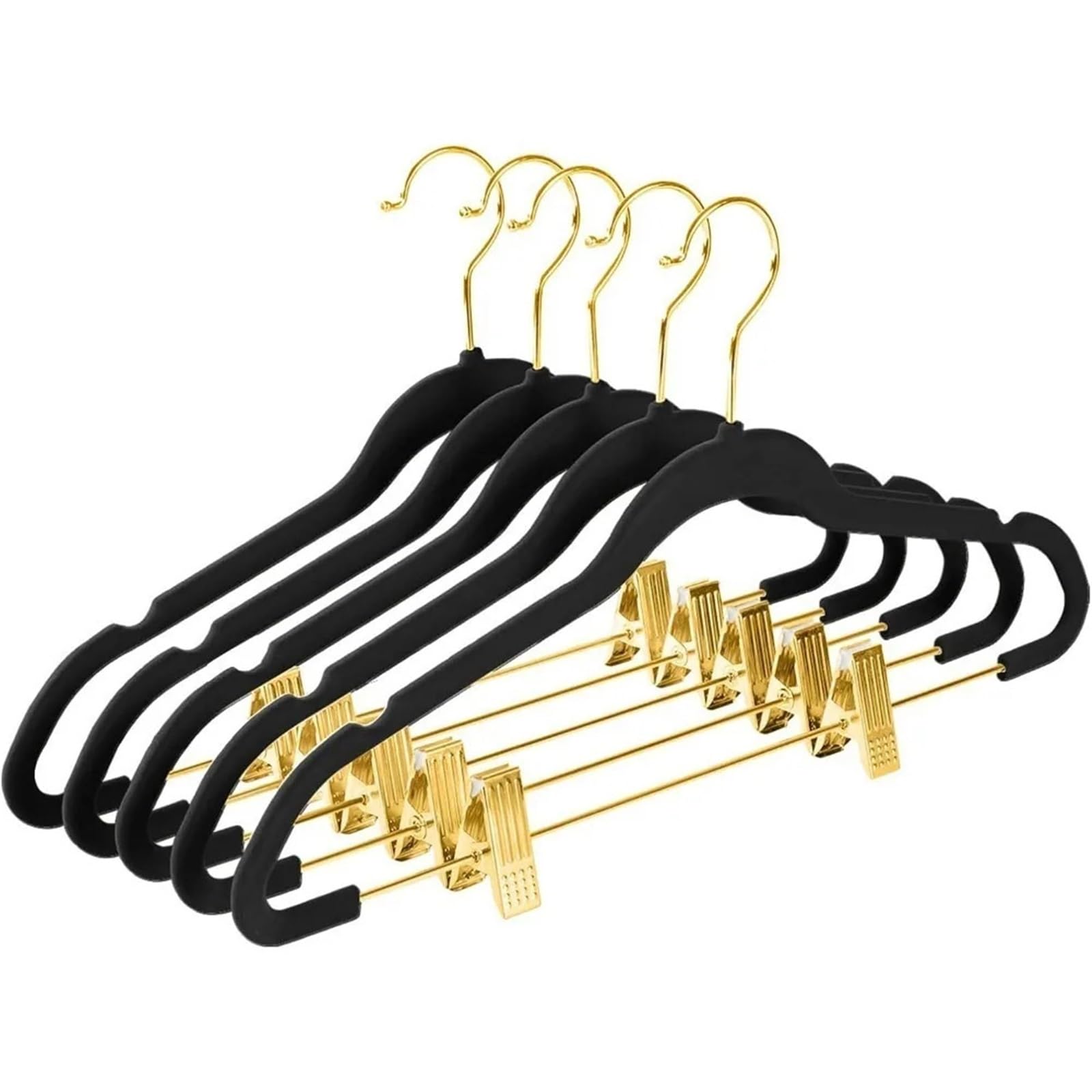 Perchas para pantalones y faldas que ahorran espacio con clips antideslizantes, ganchos de oro rosa para vestidos y camisas, 1 paquete (oro rosa rosa)