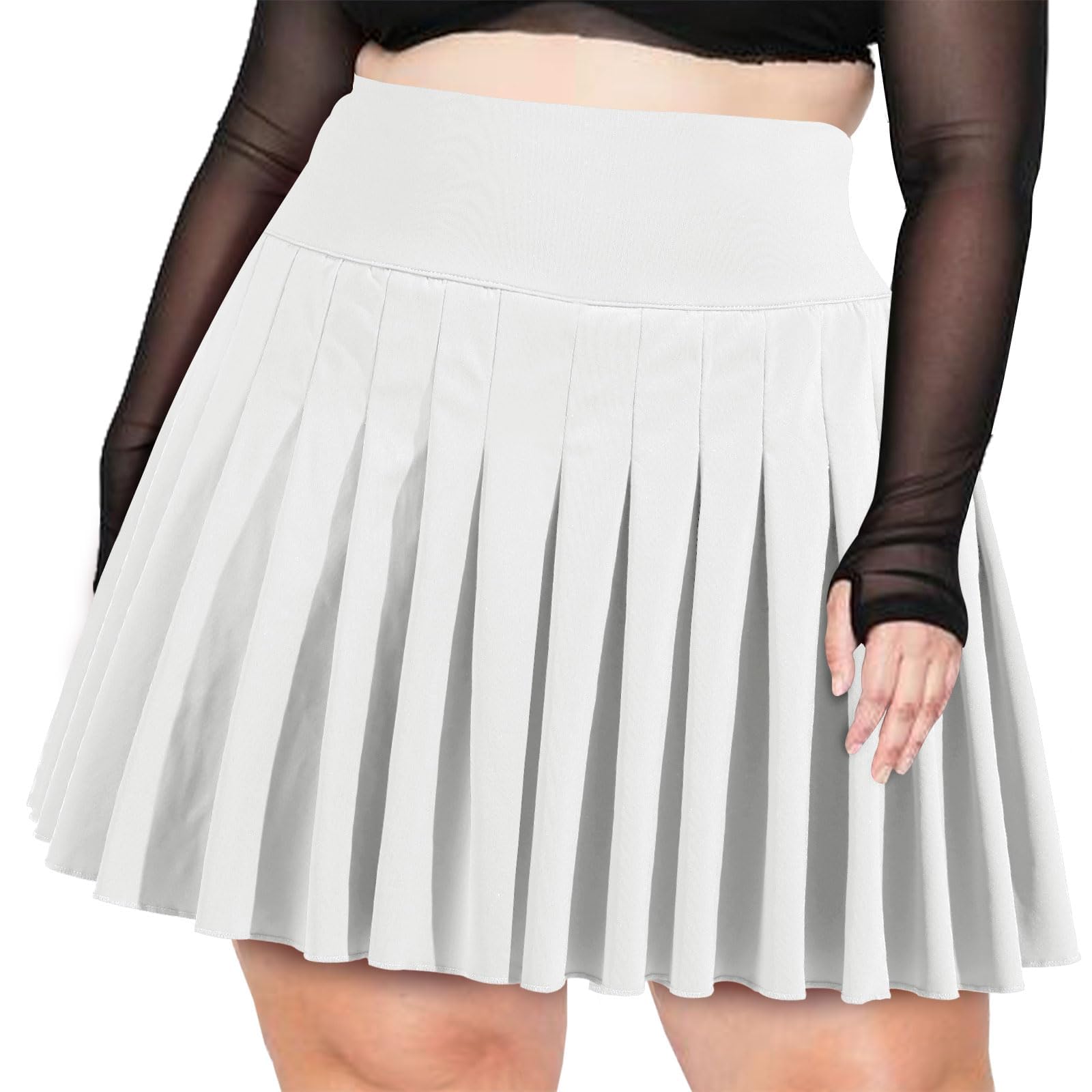 Moon Wood Women's Plus Size Pleated Tennis Skirt- Girls High Waist Athletic Golf Skirts with Shorts