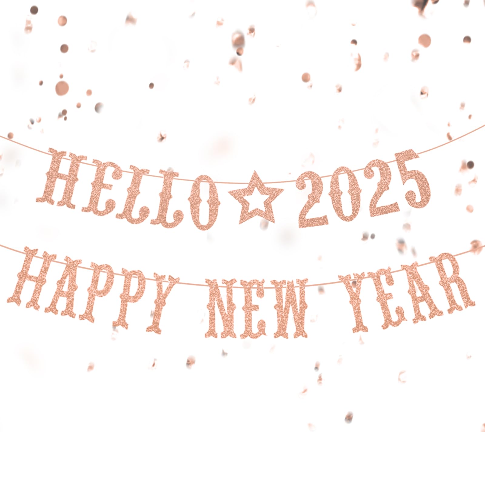 Glitter New Year Banner 2025 Bunting Banner Hanging Decorations, Hello 2025 Happy New Year Lettering Banner
