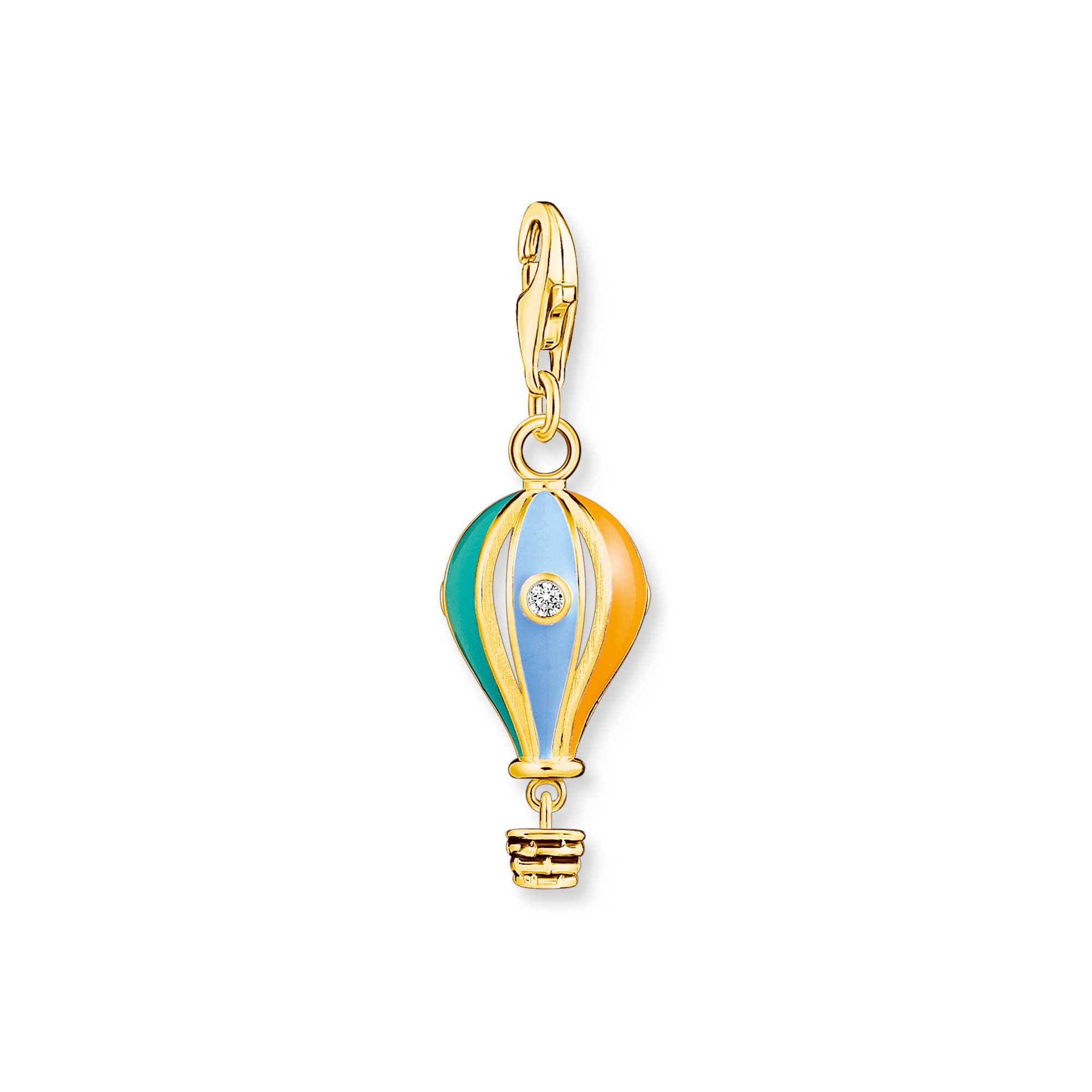 Thomas Sabo Charm Pendant hot air Balloon 18k Yellow Gold Plating, Cold Enamel, 925 Sterling Silver