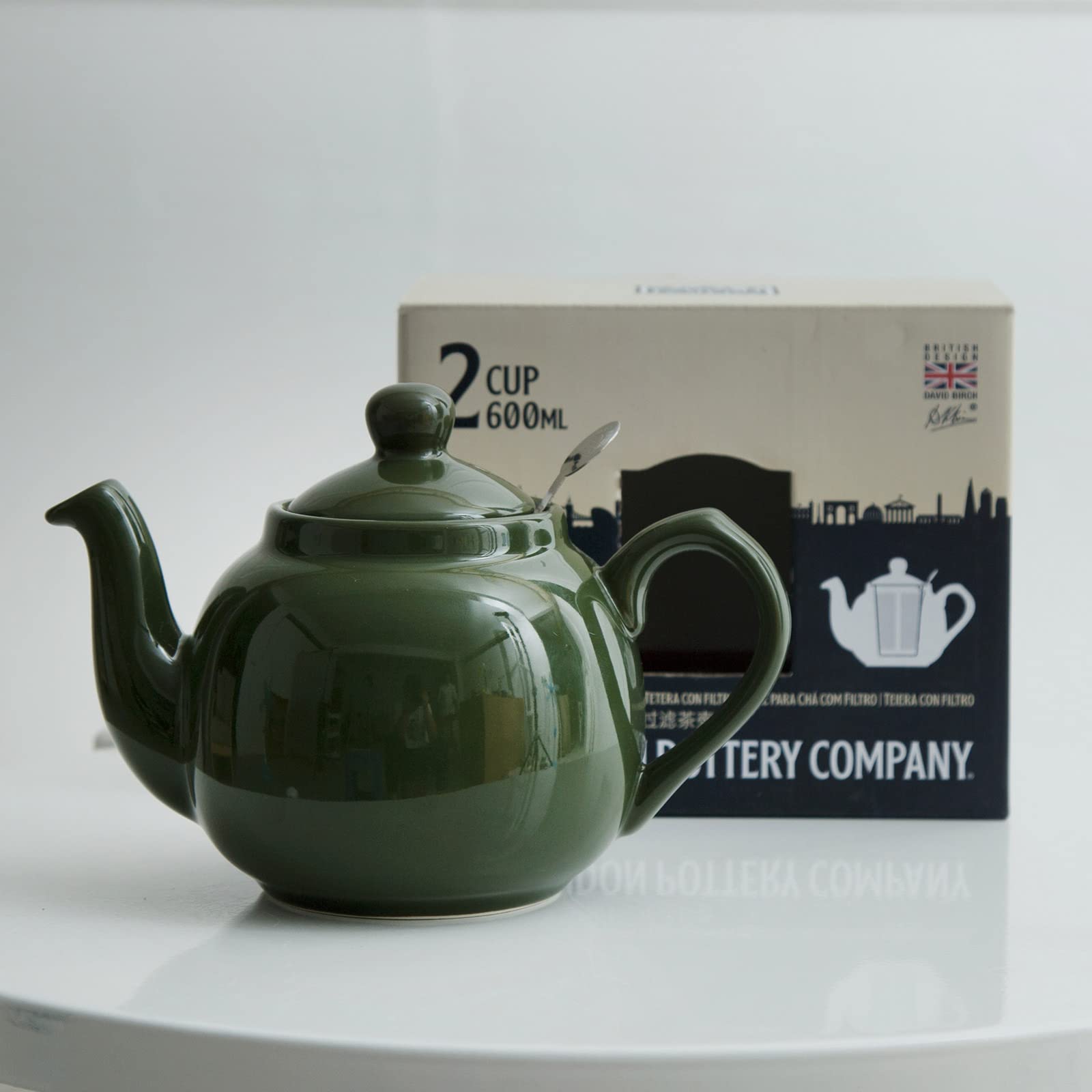 LONDON POTTERY Farmhouse Tetera pequeña de cerámica con infusor Verde 600 ml