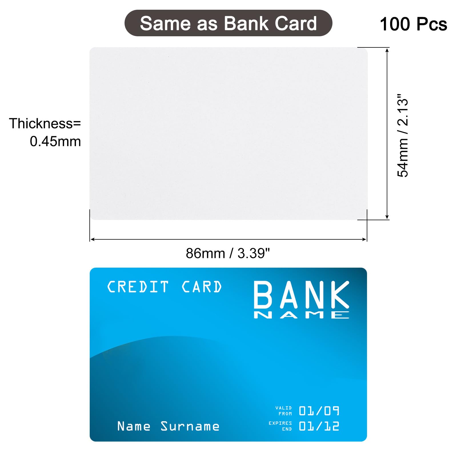 QUARKZMAN 100 Tarjetas de Visita de Metal para Sublimación, 3.4 x 2.1 x 0.018 Pulgadas, Tarjetas de Metal Multipropósito en Blanco de Aluminio, Blanco