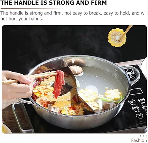 Miniatura 7 de Olla dividida de doble sabor Shabu Shabu Olla con divisor Olla caliente antiadherente de doble cara 11.0 in Olla dividida para estufa de inducción